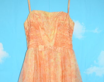 Vintage Cotton Floral Brunch Dress Peach Orange main image 0