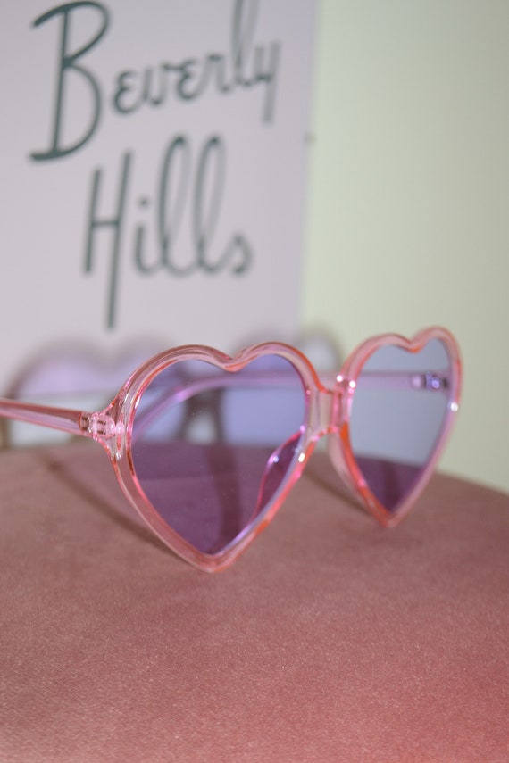 Heart Shaped Sunglasses - Pink and Lilac - Lolita… - image 1