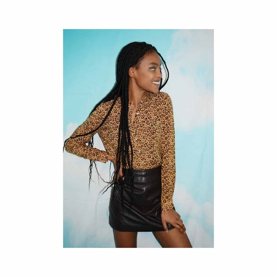 Vintage 90's Leopard Animal Print Long Sleeved Button Shirt