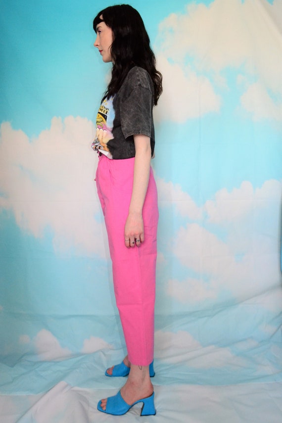 Vintage 80's Bubblegum Pink Trousers - Cropped Hi… - image 3