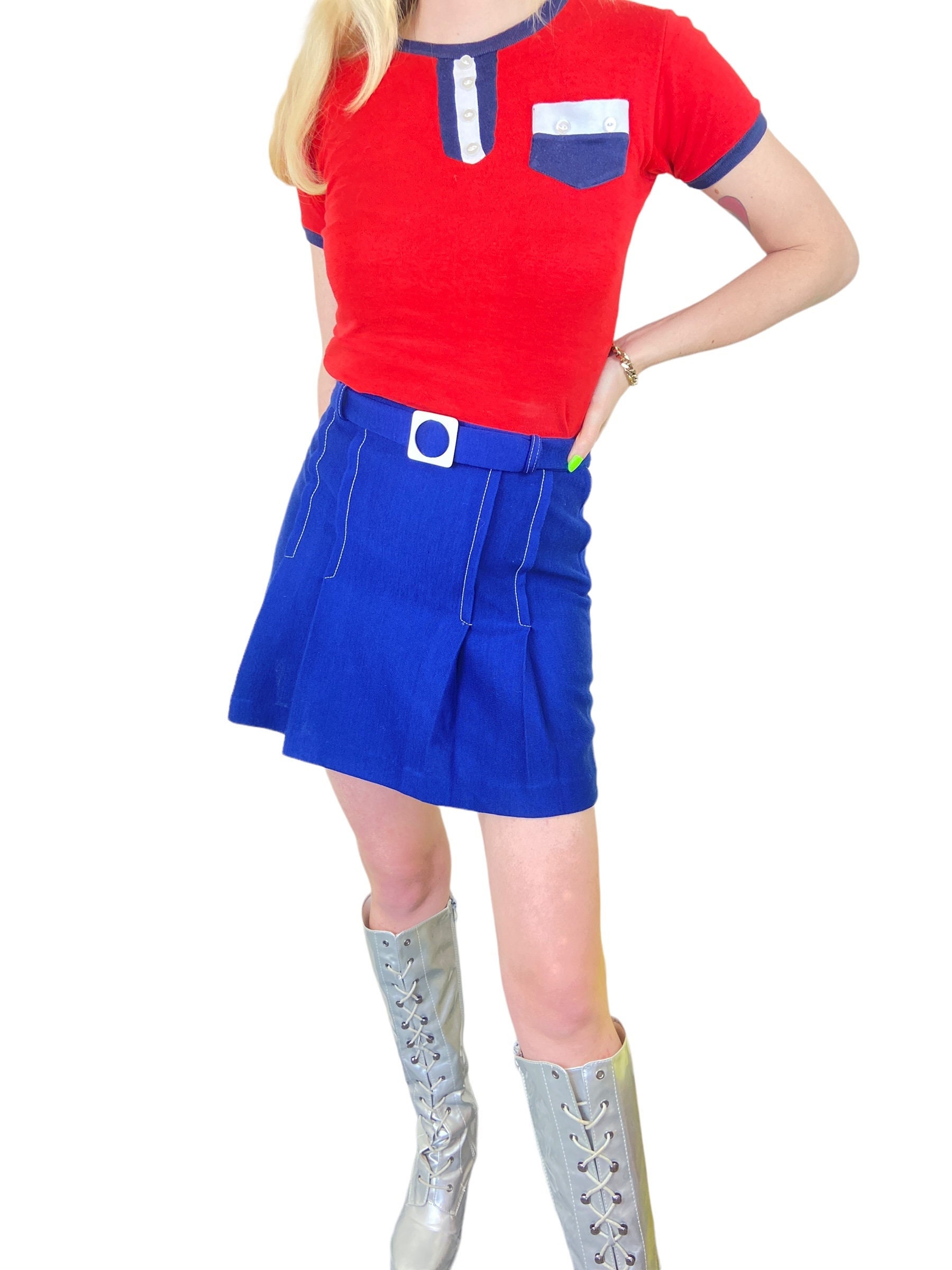 Blue pleated skirt 60 2025