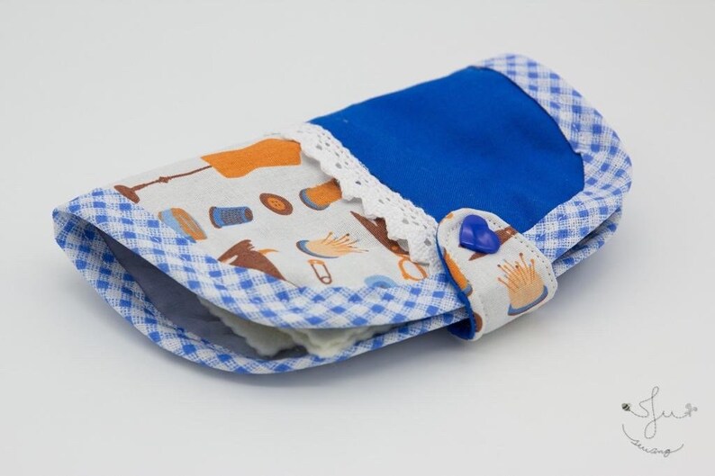 Handmade Needle Book: Sewing Travel Kit, Embroidery Accessory dark and light blue
