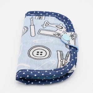 Handmade Needle Book: Sewing Travel Kit, Embroidery Accessory buttons/threads blue
