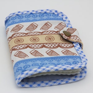 Handmade Needle Book: Sewing Travel Kit, Embroidery Accessory blue and brown