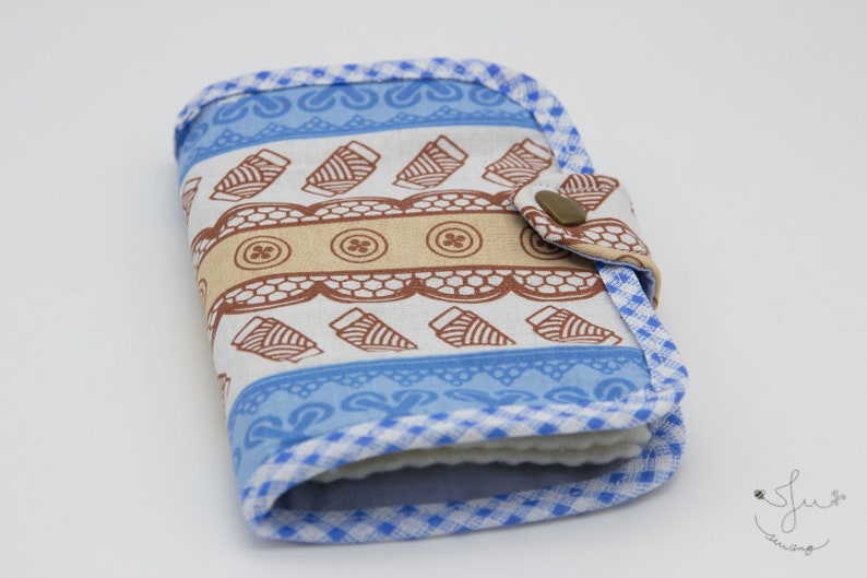 Handmade Needle Book: Sewing Travel Kit, Embroidery Accessory blue and brown