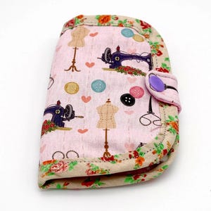 Handmade Needle Book: Sewing Travel Kit, Embroidery Accessory sewing theme in pink
