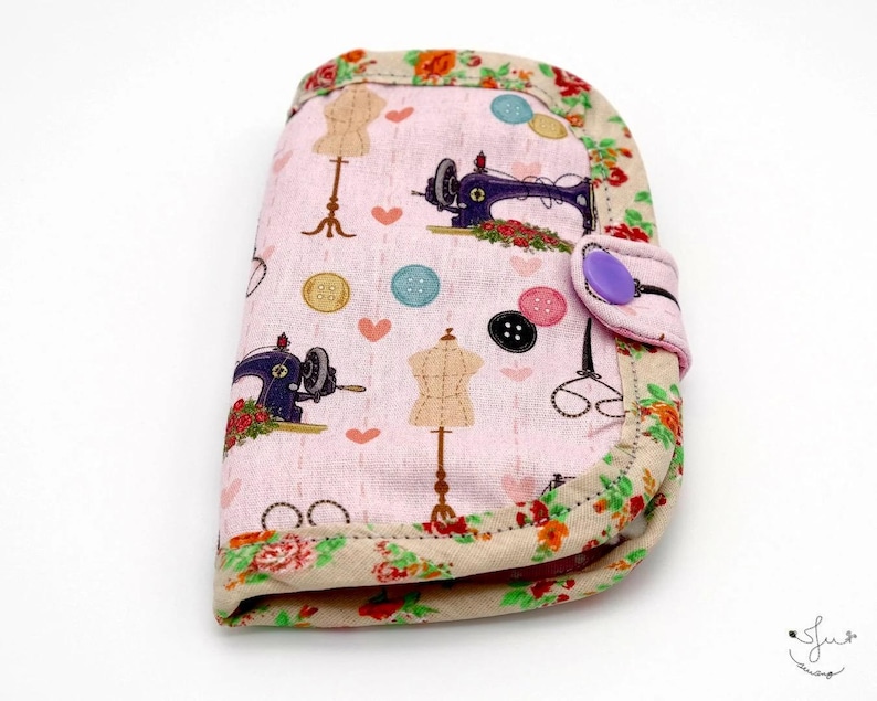 Handmade Needle Book: Sewing Travel Kit, Embroidery Accessory sewing theme in pink