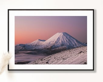 New Zealand, Winter Print, Landscape Art, Art Print, Volcano Print, Wall Art, Fine Art, Nature Art, Home, Whakapapa, New Zealand, Landscape