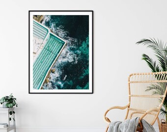 Bondi Swimming Pool, Fotografia Aerea, Beach Art, Large Wall Art, Fine Art, Ocean Aerial, Piscina, Turquoise Art, Australia, Sydney