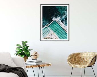 Bondi Icebergs, Fotografia aerea, Beach Art, Grande arte murale, Belle arti, Antenna oceanica, Piscina, Arte murale turchese, Australia, Sydney