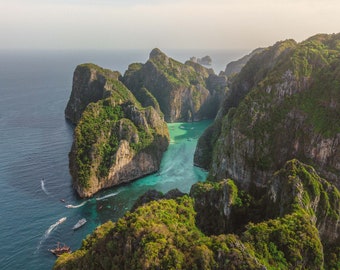 Ko Phi Phi Leh, Beach Photography, Aerial Beach Print, Aerial Fine Art, Travel Photography, Nature Wall Art, Tropical, Home Decor, Thailand