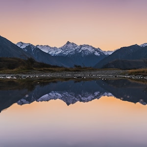 Southern Alps, Panorama, Mountain Wall Art, New Zealand Mountain Print, Sunset Art, Landscape Print, Canterbury, Wall Art, Fine Art, Home