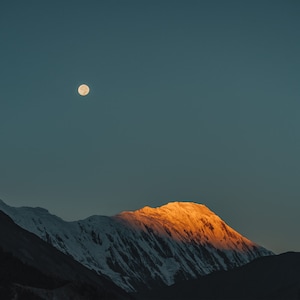 Frost Moon, Mountain Wall Art, Nepal Mountain Print, Nepal Art, Art Print, Landscape Print, Himalayas Print, Wall Art, Fine Art, Full Moon