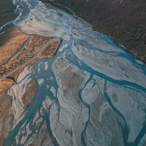 Arthur Pass River Side, Aerial Photography, River Print, Mountains Wall Art, Nature Art, Riverbed, Fine Art Print, Home Decor, New Zealand
