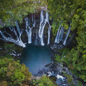 Grande Cascade Langevin, Aerial Photography, Waterfall Print, Nature Print, Green Art, Fine Art, Home Decor, Waterfall Photography, Wall Art
