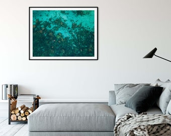 Snorkelaars, Oceaanfotografie, Grote Kunst aan de muur, Beeldende kunst, Oceaankunst, Reef Wall Art, Luchtfotografie, Thailand, Andaman, Rif, Surin