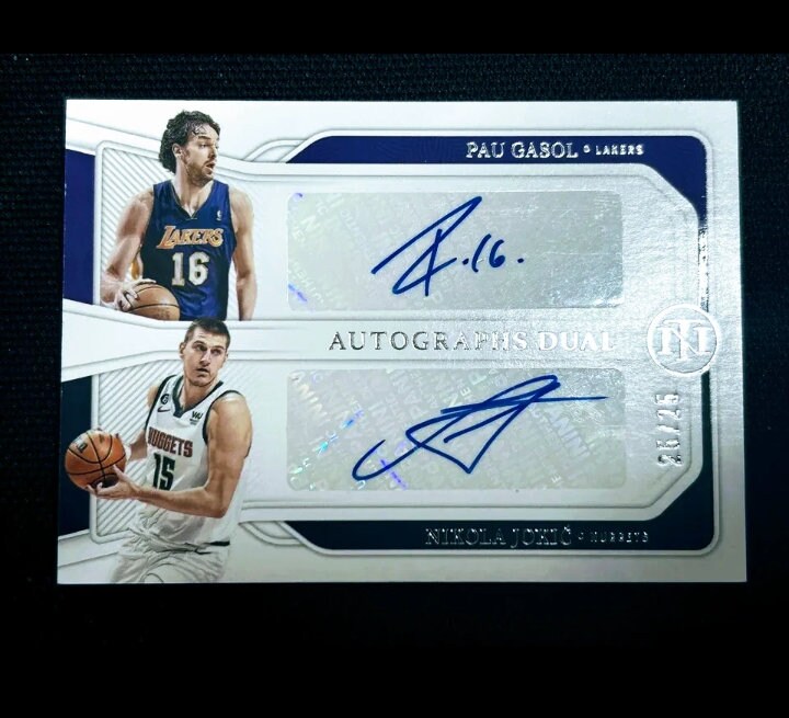 2022 National Treasures Pau Gasol and Nikola Jokic Dual Auto 25/25  