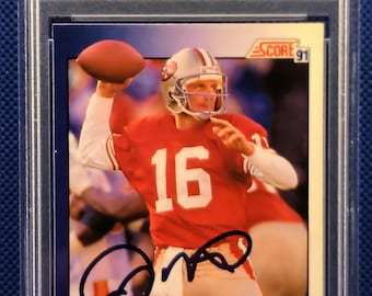 1991 Score Football Joe Montana On Card Auto PSA / DNA Certified