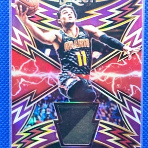 2018-19 Panini Select Trae Young Rookie Swatch SP-Tyg Purple Stripe 97/99 Atlanta Hawks image 1