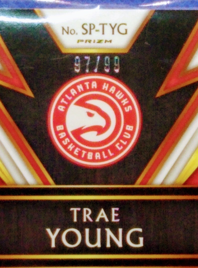 2018-19 Panini Select Trae Young Rookie Swatch SP-Tyg Purple Stripe 97/99 Atlanta Hawks image 5