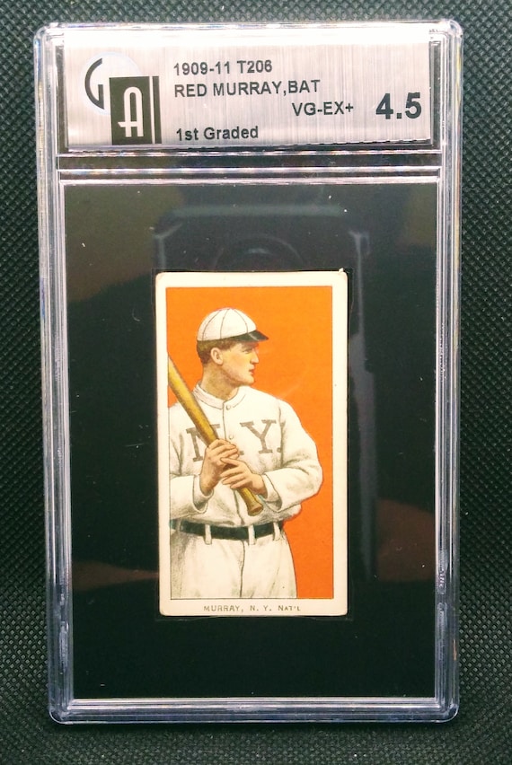 1909-11 T206 Red Murray With Bat New York Vg-ex 4.5 GAI Authenticated - Etsy