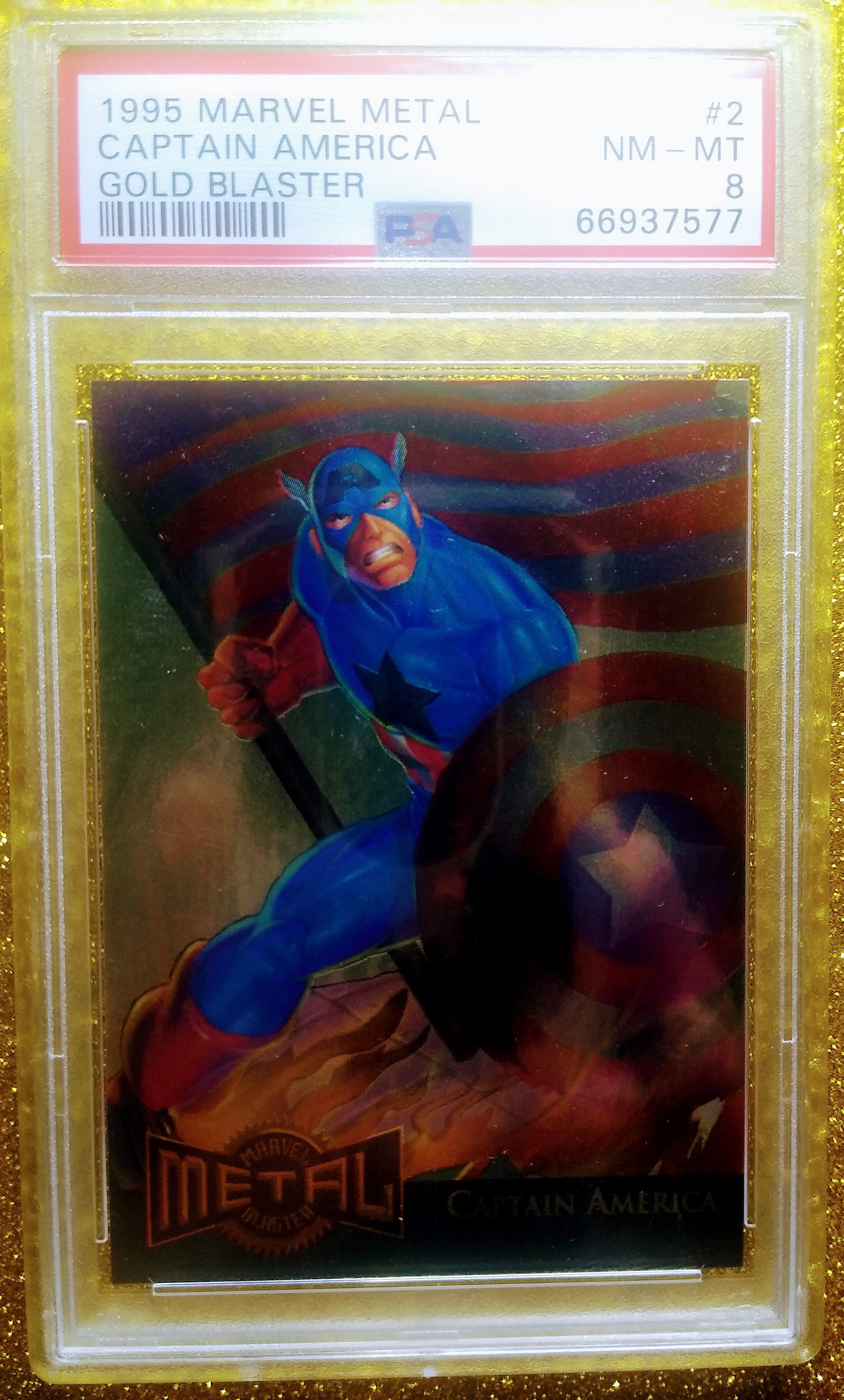 1995 Marvel Metal Captain America Gold Blaster PSA 8 NR-MT #2 of