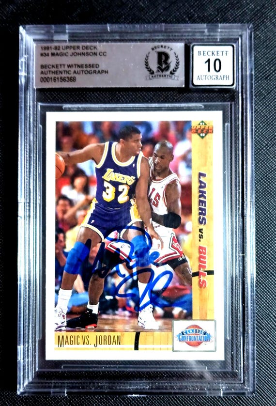 1991 Upper Deck Magic Johnson Vs Michael Jordan BGS 10 Autograph