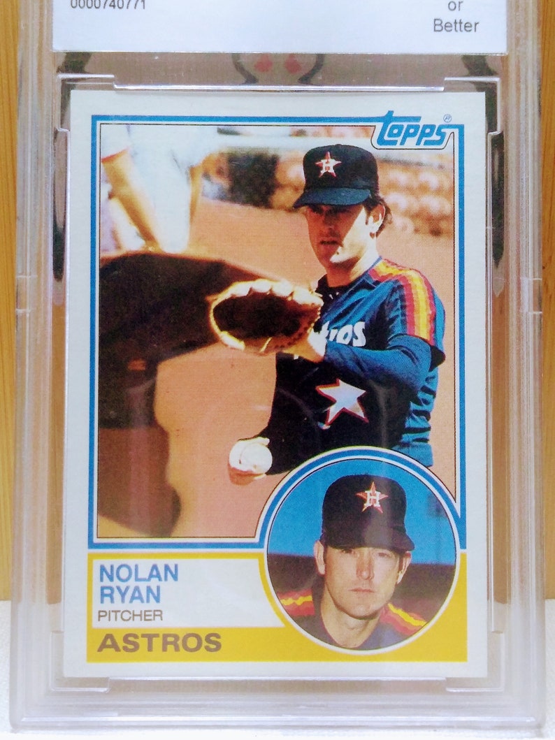 1983 Topps Nolan Ryan baseball card in a protective sleeve