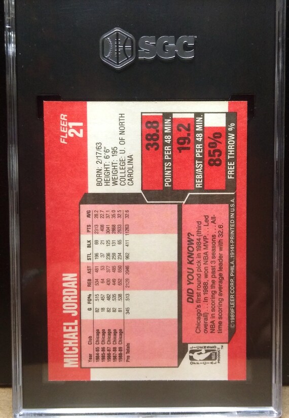 1989 Fleer Basketball #21 Michael Jordan Chicago Bulls SGC