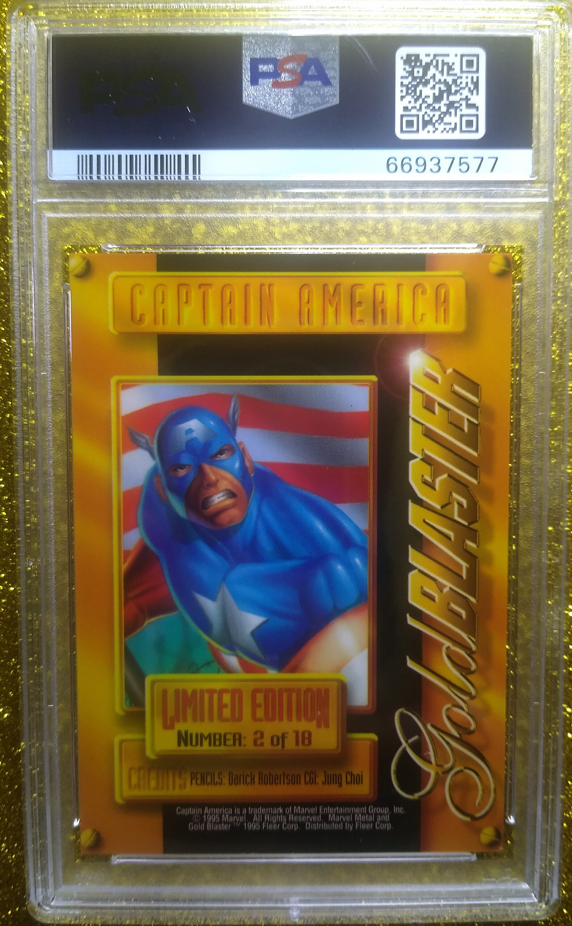 1995 Marvel Metal Captain America Gold Blaster PSA 8 NR-MT #2 of