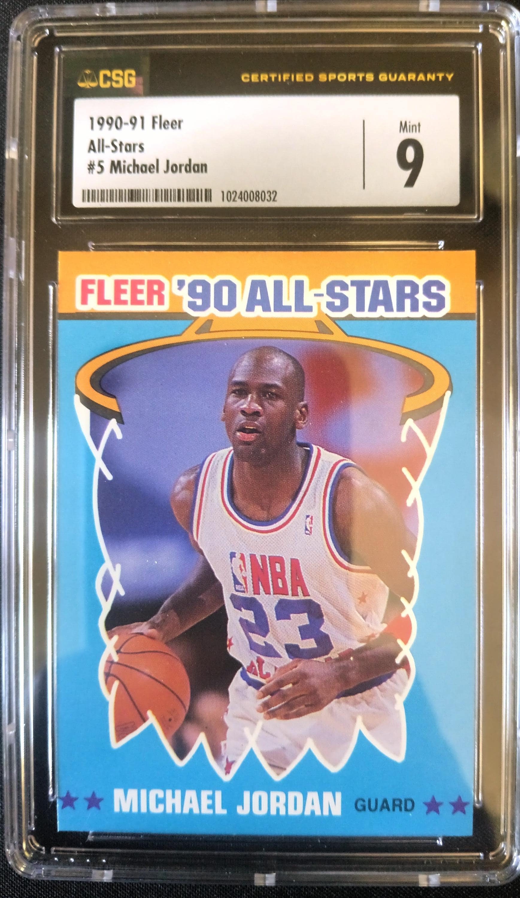 1990-91 Fleer All-star Sticker #5 Michael Jordan Chicago Bulls CSG
