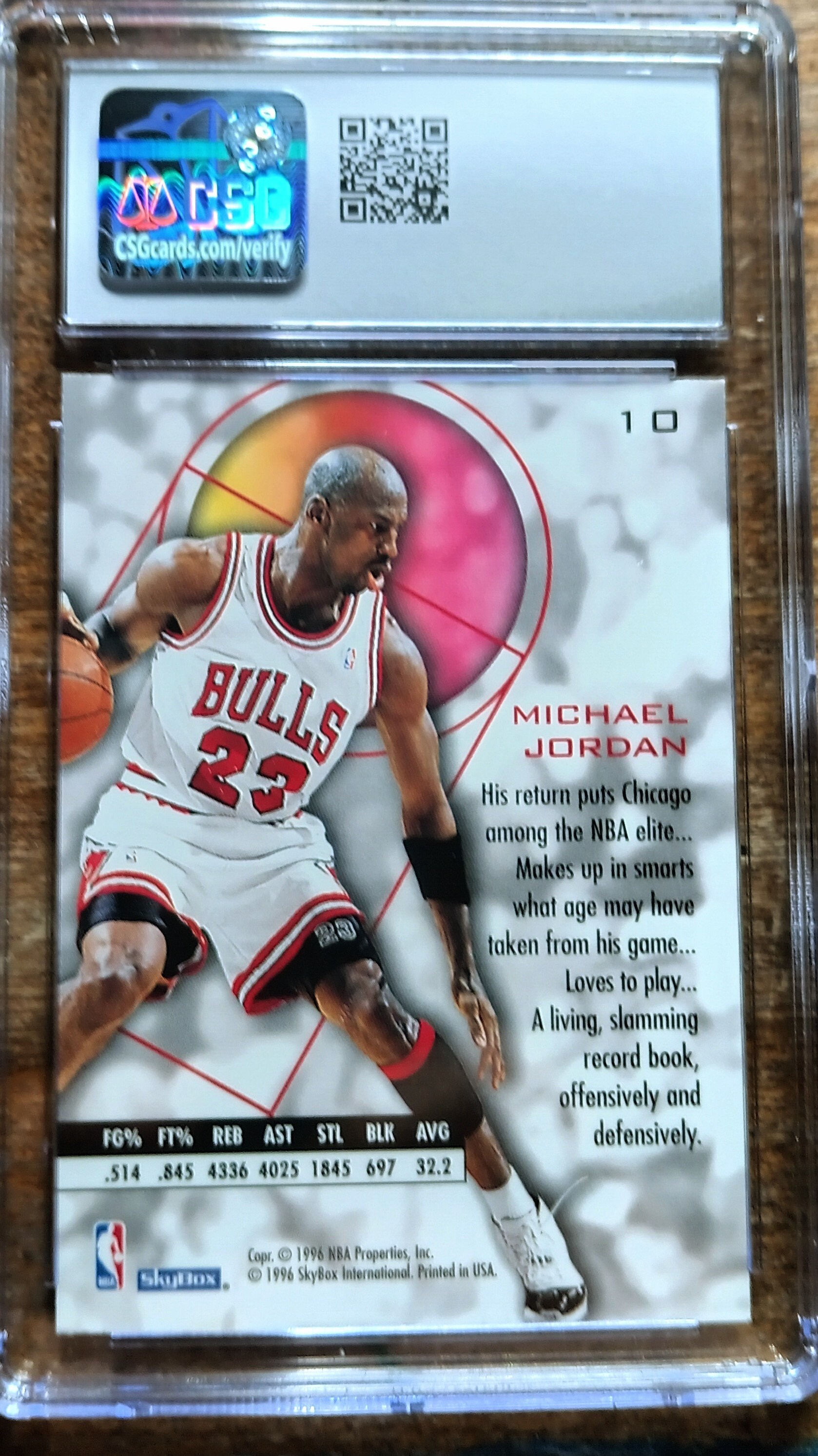 1995-96 Skybox E-XL #10 Michael Jordan Chicago Bulls CSG 9.5 Mint 