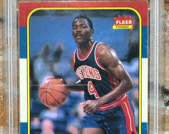 1986 Fleer Basketball Joe Dumars Rookie Card Detroit Pistons PSA 6 Ex-Mt