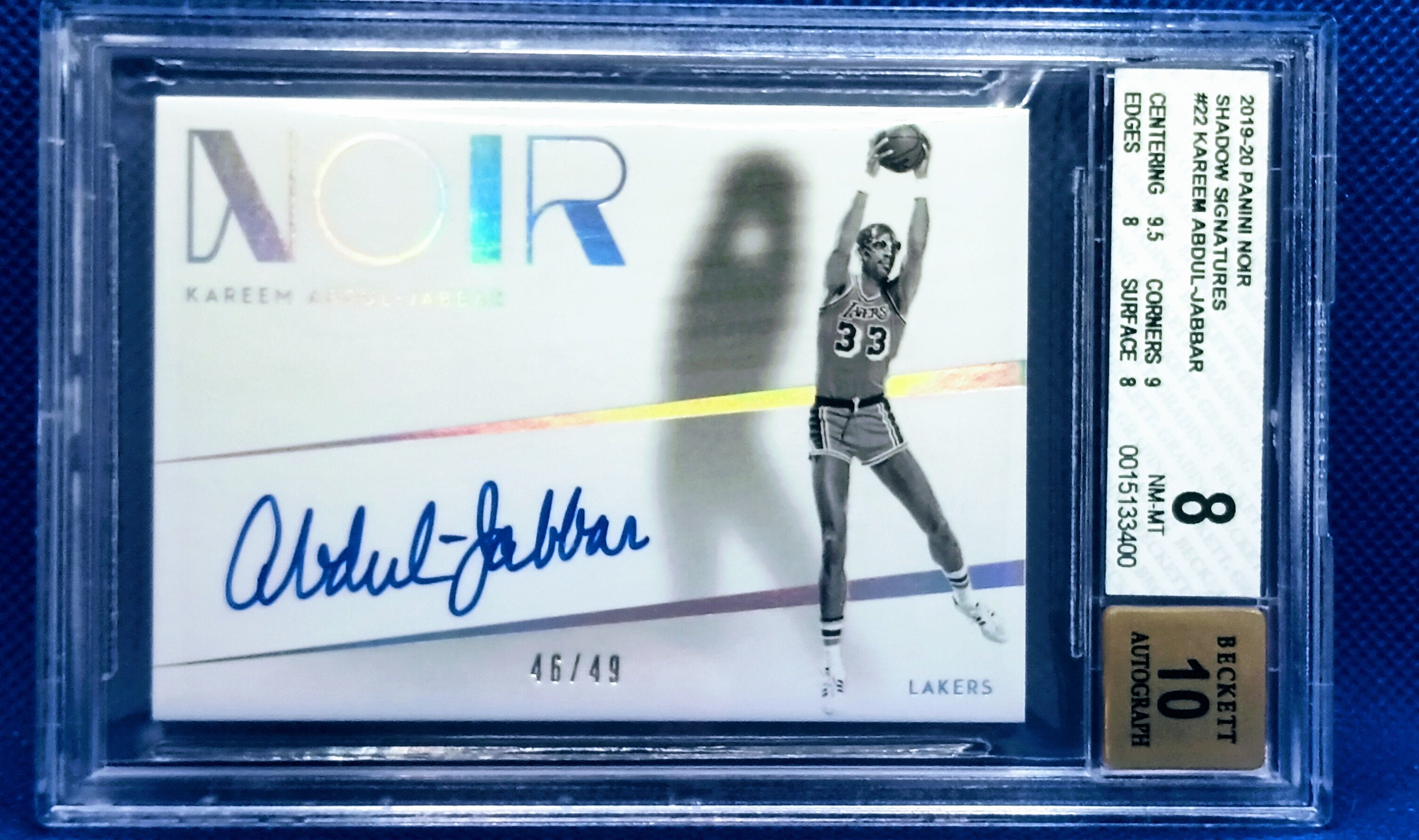 2019-20 Panini Noir Shadow Signatures Kareem Abdul-jabbar 