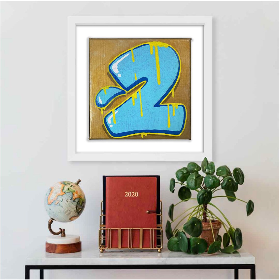 Graffiti Number 2 Art Print 12x12 inches Signed & Numbered Etsy