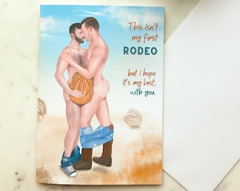 gay cowboys in love greeting card | original design for anniversary, birthday, special occasion or just because