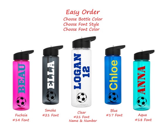 Soccer Personalized Custom Name water bottle 24 oz Name sports bottle Team Gift Monogram Tumbler with straw gift