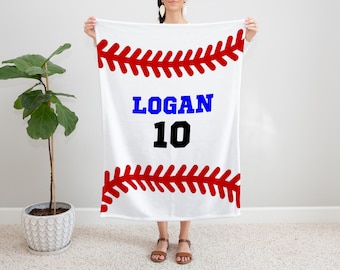 Manta personalizada de béisbol de tela minky, regalo personalizado para equipos deportivos.