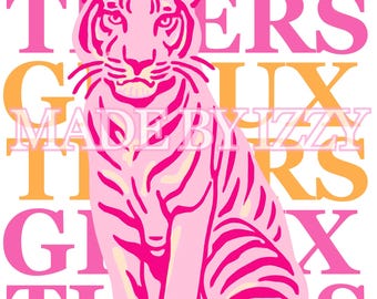 Láminas decorativas de LSU con diseños en rosa fucsia y naranja (descarga digital)