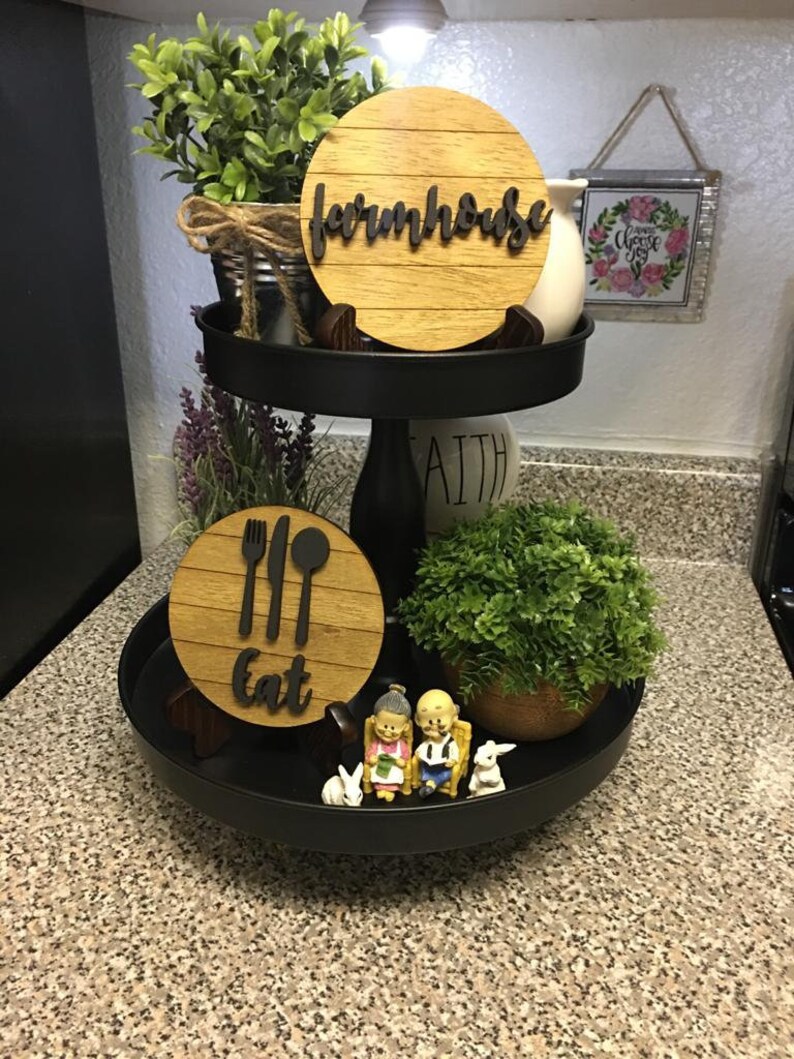 Tiered Tray Decor Farmhouse Decor Tiered Tray Signs Mini Wood Etsy