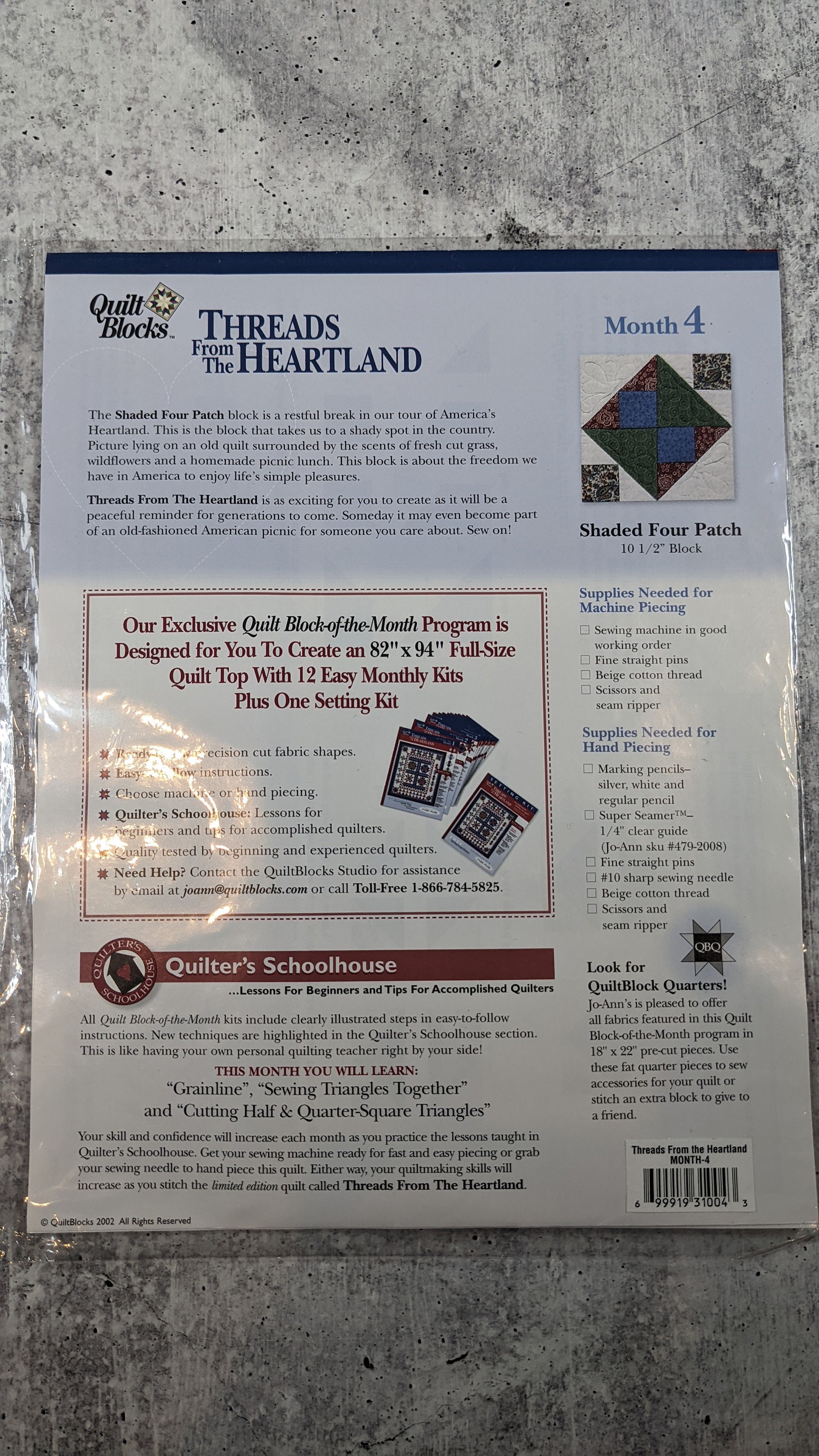 Joann Fabrics Quilt Block of Month Kit Month 4 Shaded 4 Etsy