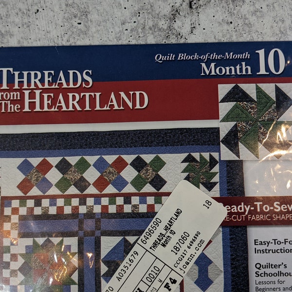 Joann Fabrics Quilt Block of Month Kit, Month 10 Yankee Puzzle Block, Threads From Heartland Kit, Learn to Quilt, Monthly Quilt Block Kit