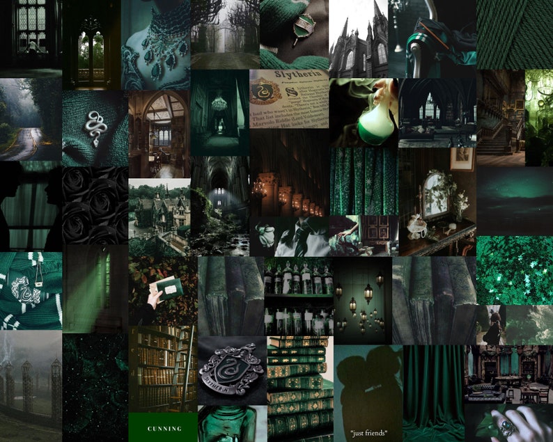 Slytherin Wall Collage Kit 50pcs digital photos for picture | Etsy