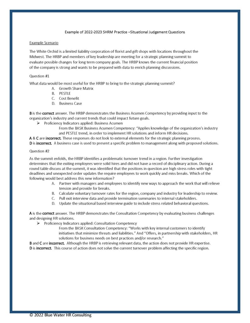 SHRM 20232024 Workbook Practice Questions for CP & SCP Exams Etsy