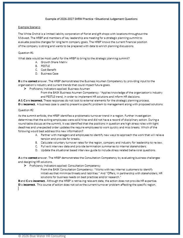 Scp Questions Sample SHRM 2026-2027 Workbook Practice Questions for CP & SCP Exams - Etsy