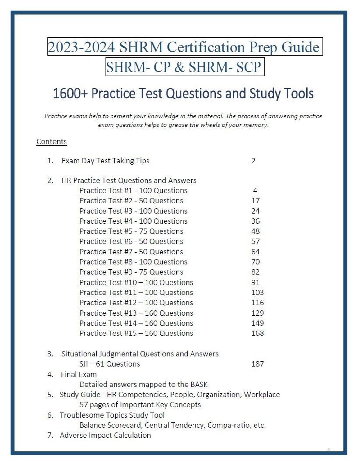 SHRM 20232024 Workbook Practice Questions for CP & SCP Exams Etsy