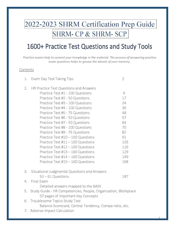Shrm 22 23 Workbook Practice Questions For Cp Scp Exams Etsy Hong Kong