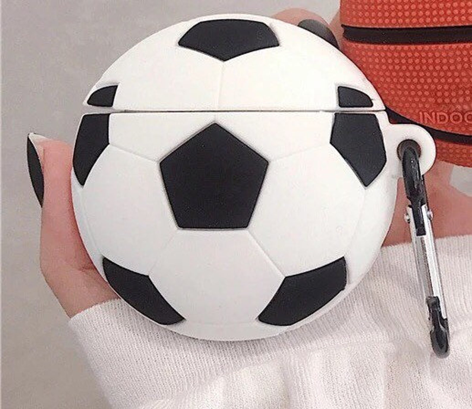 Cool AirPods Case with Keychain Soccer Ball Case White Etsy