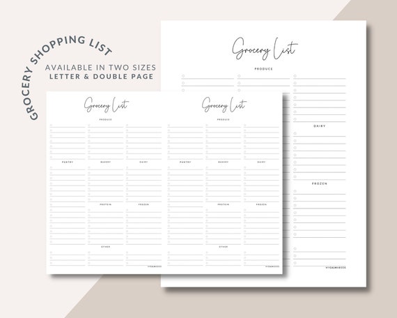 Printable Grocery List Grocery List Template Shopping List | Etsy
