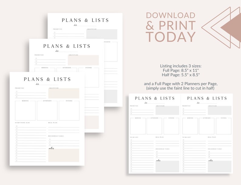Printable Daily Planner Day Planner Printable Minimalist Etsy